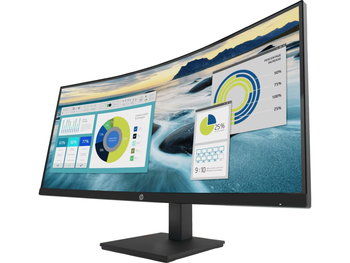 HP 34" P34hc G4 WQHD 4K Curved USB-C Monitor, VESA Height Adjust
