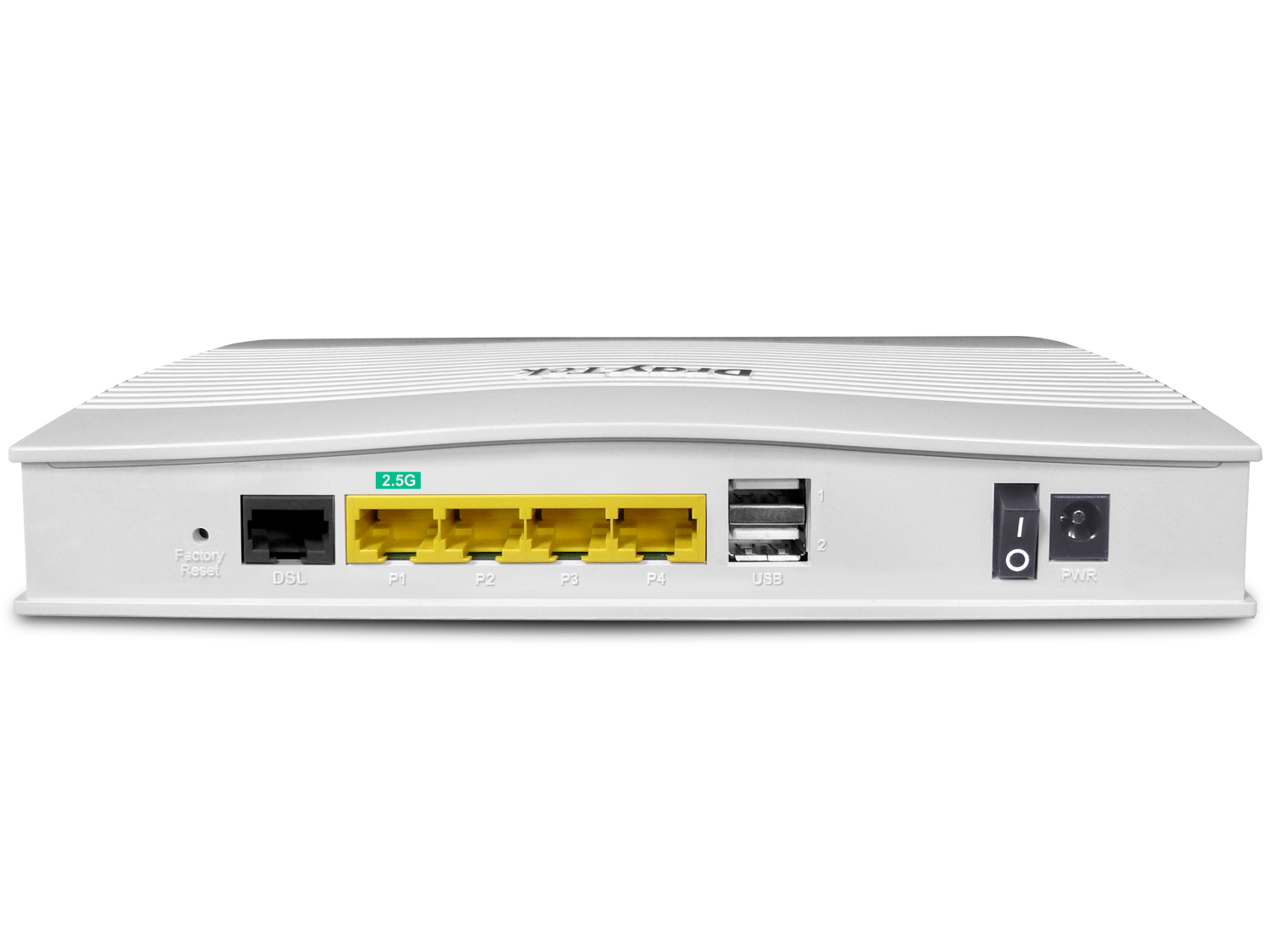 Draytek Vigor 2767 VDSL2 35b Single WAN routers with 1 x Configurable 2.5GbE WAN/LAN port, 3 x GbE LAN ports, SPI Firewall, Port Knocking, 16 x VPN tunnels, including IPsec, OpenVPN, and WireGuard