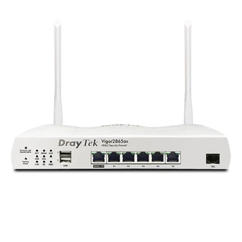 Draytek Vigor 2865ax Multi-WAN VDSL2 35b/ ADSL2+ Router with 1 x Configurable GbE WAN/LAN port, 5 x GbE LAN ports, SPI Firewall, 802.11ax WiFi, 32 x VPN tunnels including 16 x SSL-VPN
