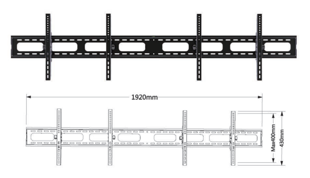 PTS1920 TV Wall Mount Bar – Adjustable Multi-Screen Mounting Rail