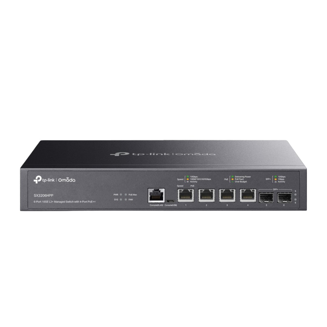 SX3206HPP – Omada 6-Port 10GE L2+ Managed Switch with 4-Port PoE++