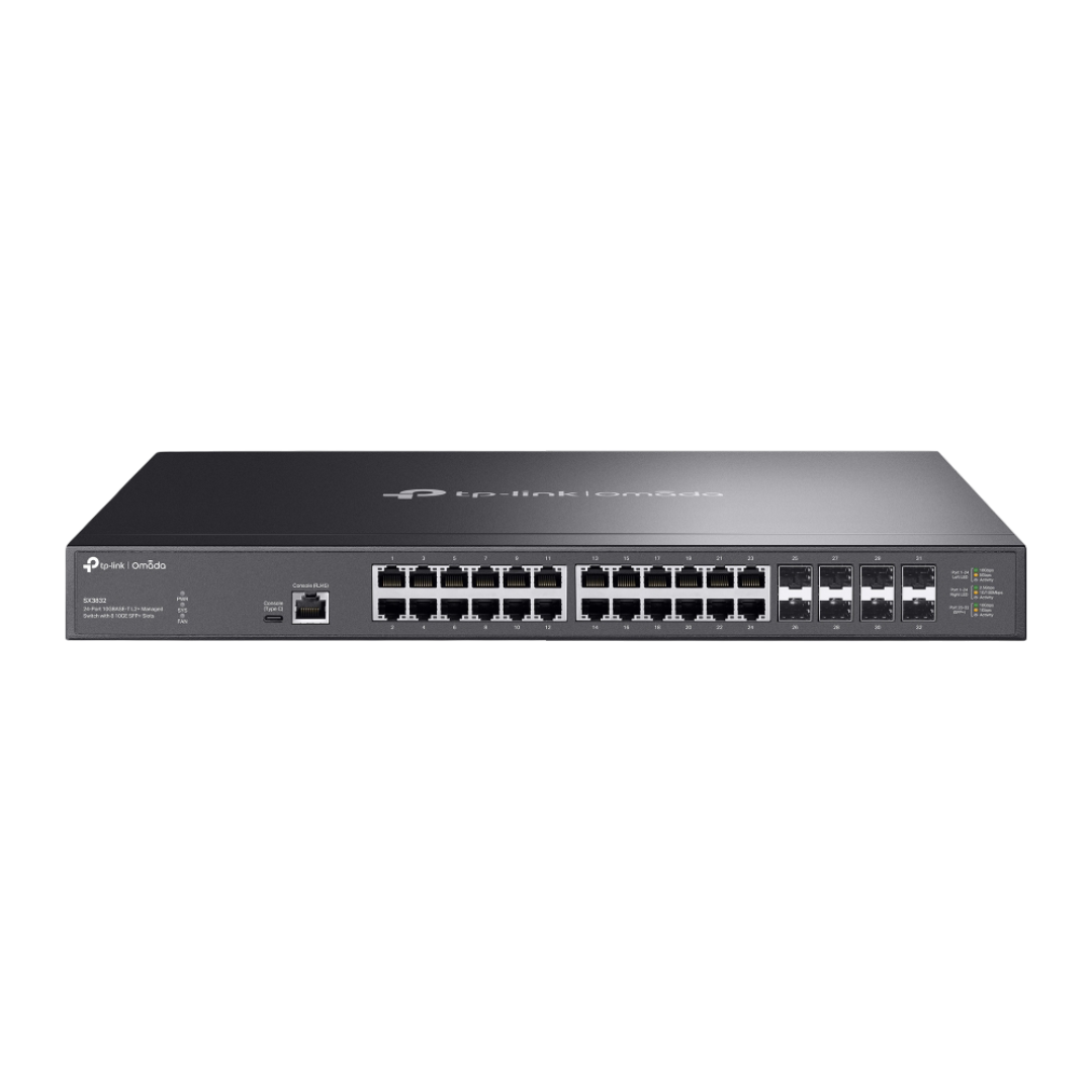 SX3832 – Omada 24-Port 10GBASE-T L2+ Managed Switch with 8 10GE SFP+ Slots