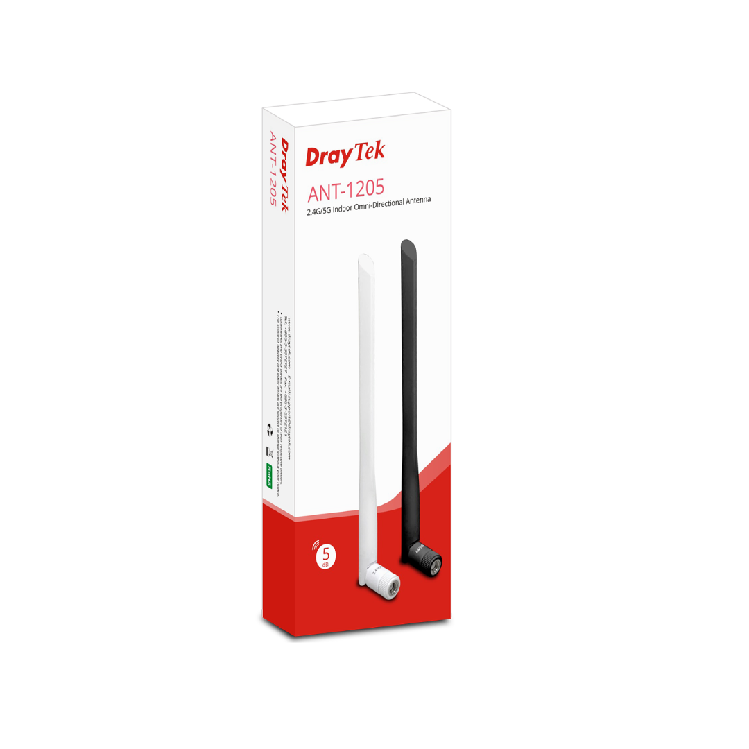 Draytek ANT-1205 Indoor Omni-Directional Antenna with 4.5dBi @5GHz/ 5dBi @2.4GHz (Black)