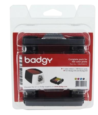 Complete Consumables Kit -Thick Cards (100 prints) for Badgy 100 & 200