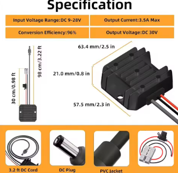 Starlink Mini Compatible Conversion 12V/24V To 30V 3.5A Step-Up DC-DC Converter Power Supply With Ander Son Plug